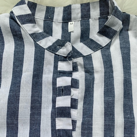 Button up strips short dress - Picture 2 of 4